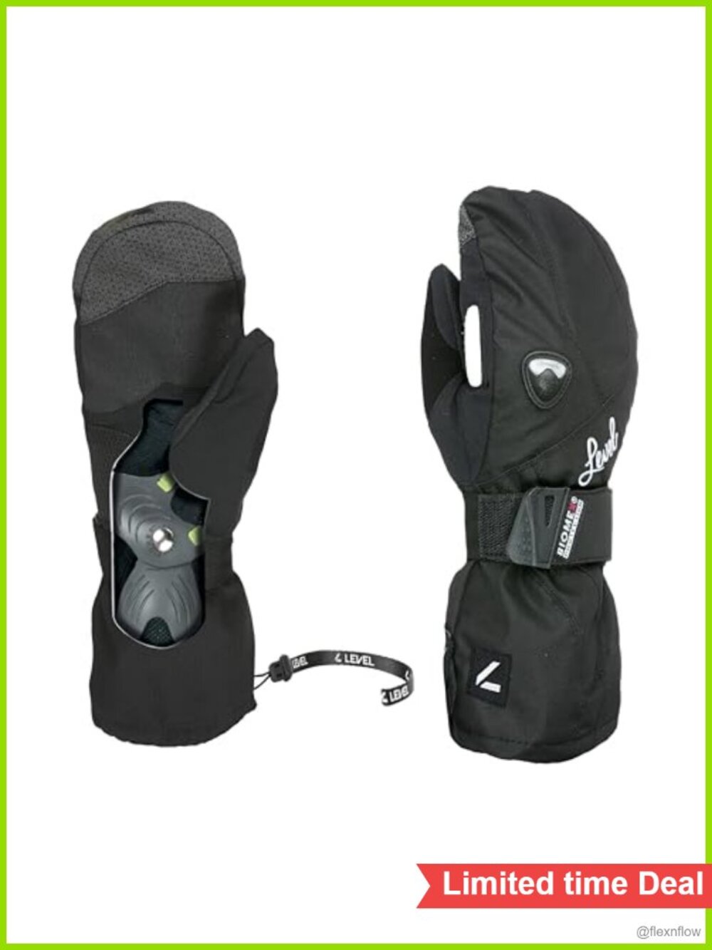Butterfly Snowboard Mittens with Wrist Guards Kevlar Palms Removable Liner